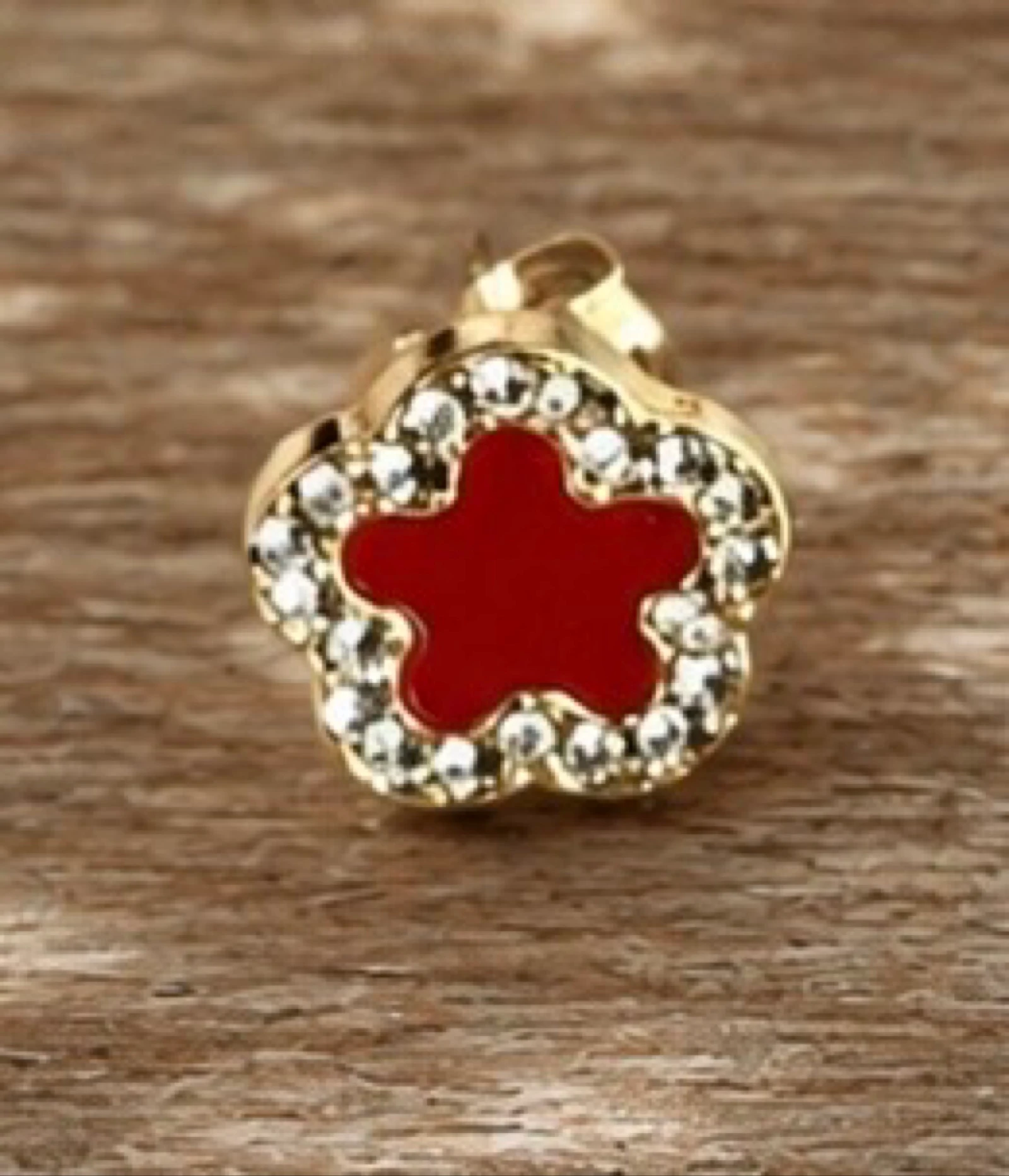 Boucles d’oreilles, rood bloemen met – photo 2